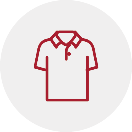 Red line illustration of a shirt