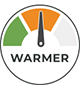 A dial showing 'Warmer'.