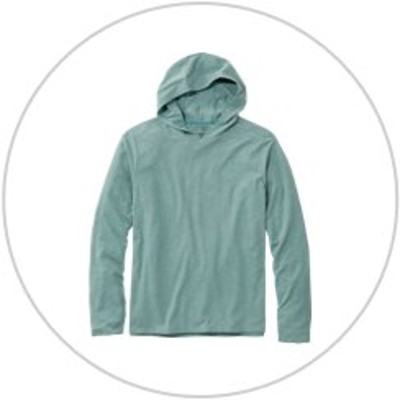 A long sleeve hoodie inside a light gray circle.