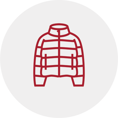 Red line illustration of a jacket