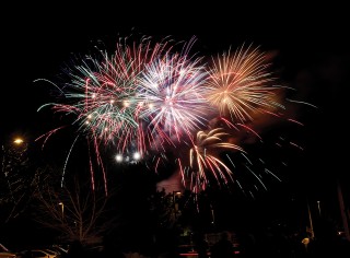 Fireworks in the night sky.