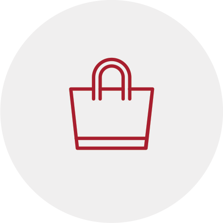 Red line illustration of a tote