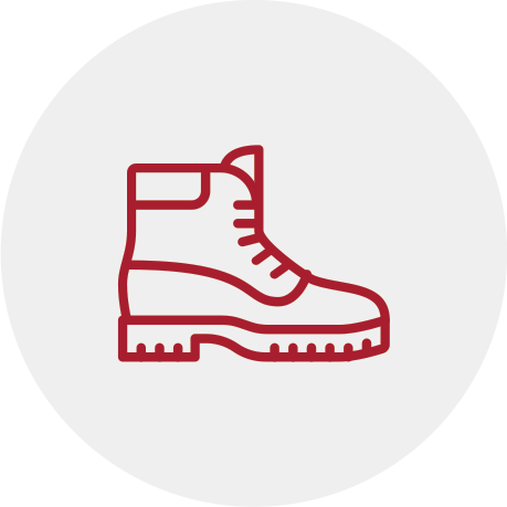 Red line illustration of a boot