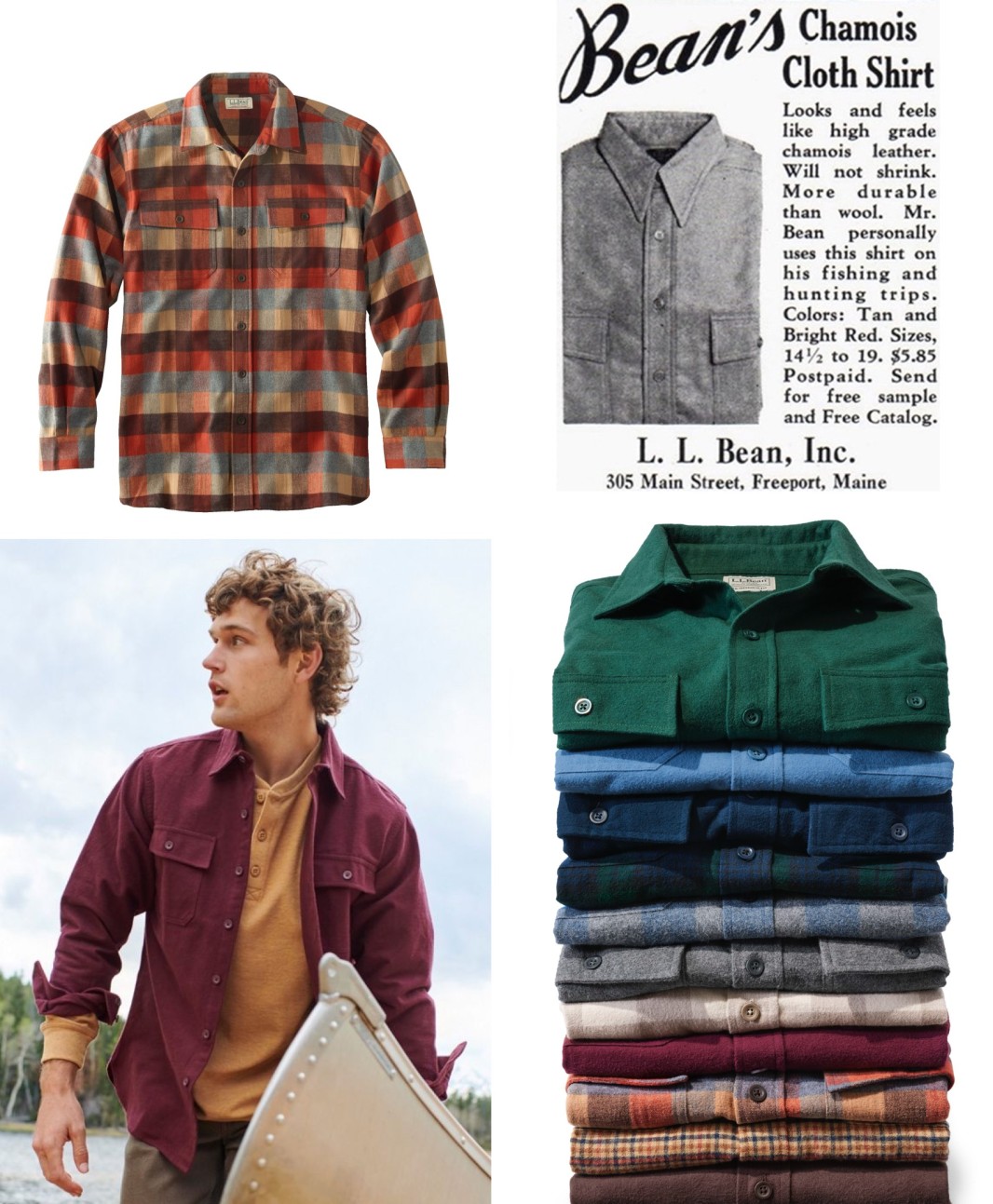 Collage of L.L.Bean Chamois Shirt images