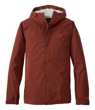 Men's hooded rain jacket.