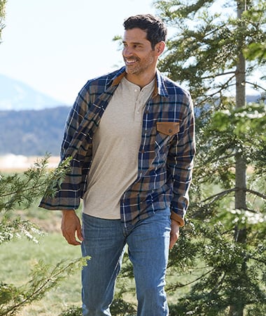 Men's Scotch Plaid Flannel Shirt, Snap-Front