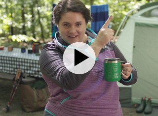 A woman outside at a campsite, text: What to Pack for Car Camping and the L.L.Bean logo.