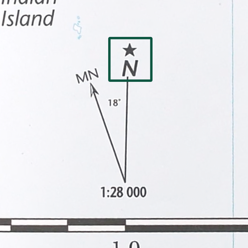 A close-up of the scale of a map.