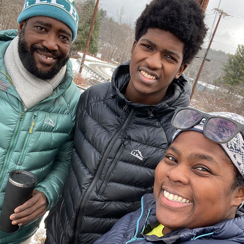 L.L.Bean Ambassador Mirna Valerio taking a selfie with 2 friends.